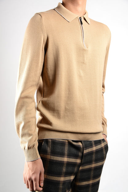 DT Tipped 1/4 Zip Polo Ls