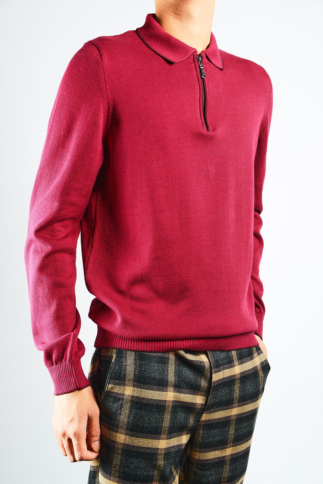 DT Tipped 1/4 Zip Polo Ls