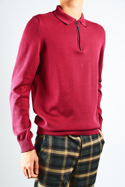 DT Tipped 1/4 Zip Polo Ls