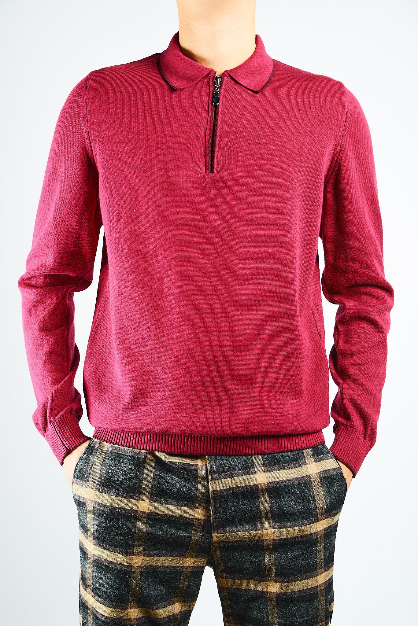 DT Tipped 1/4 Zip Polo Ls
