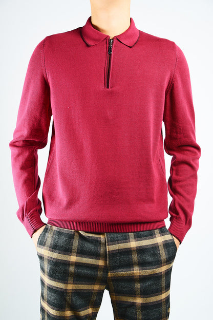 DT Tipped 1/4 Zip Polo Ls