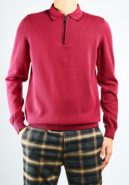 DT Tipped 1/4 Zip Polo Ls