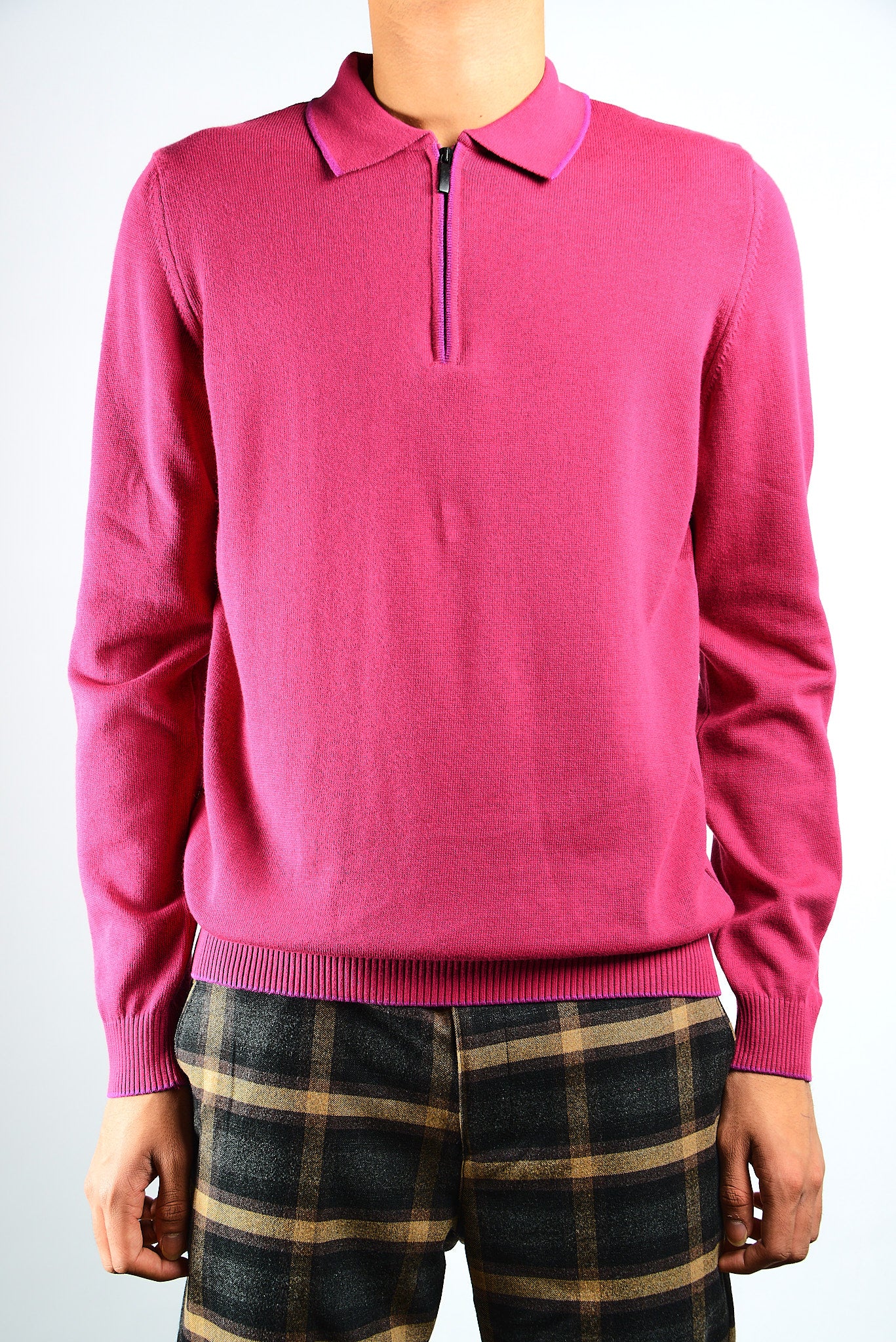 DT Tipped 1/4 Zip Polo Ls