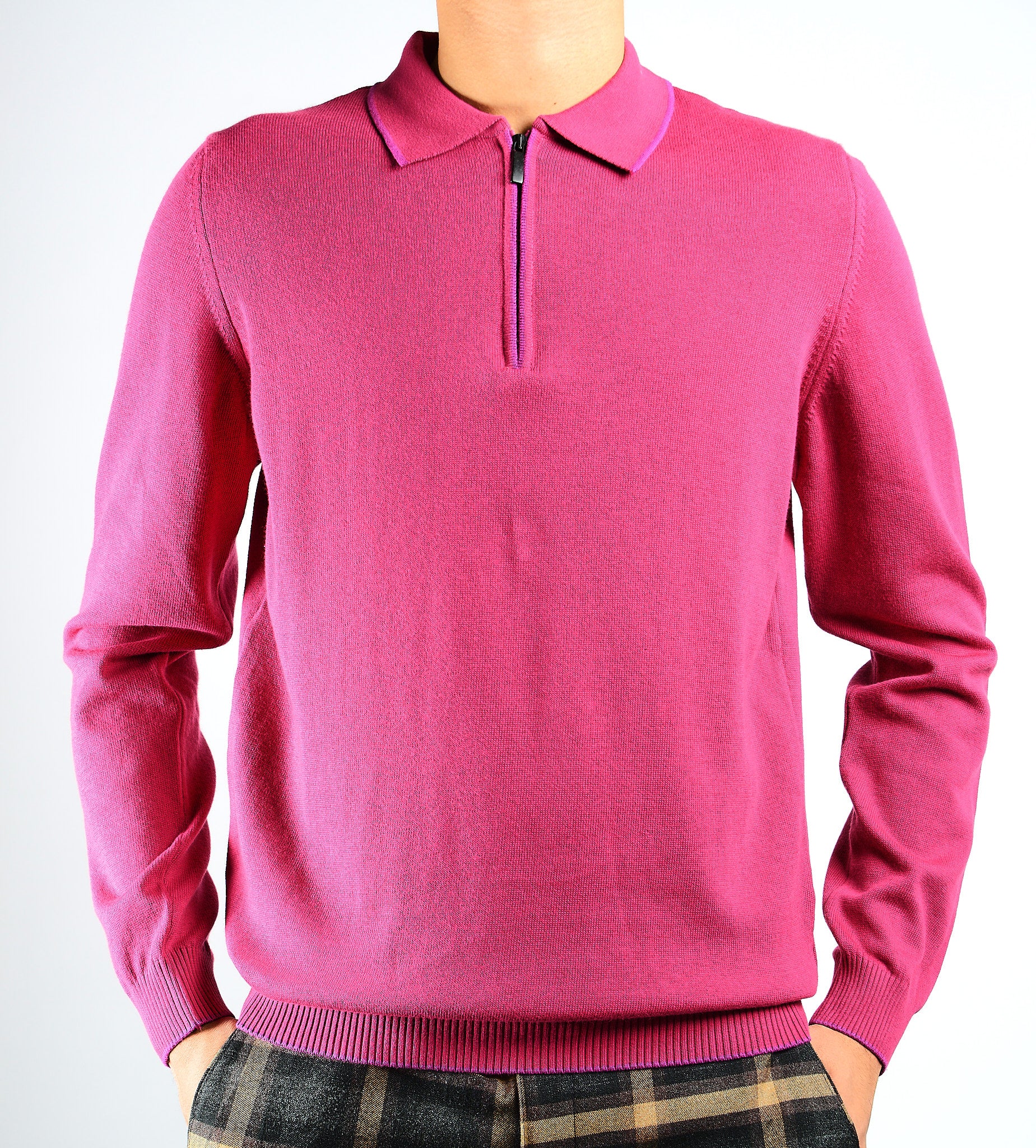 DT Tipped 1/4 Zip Polo Ls