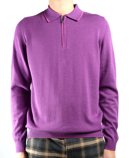 DT Tipped 1/4 Zip Polo Ls