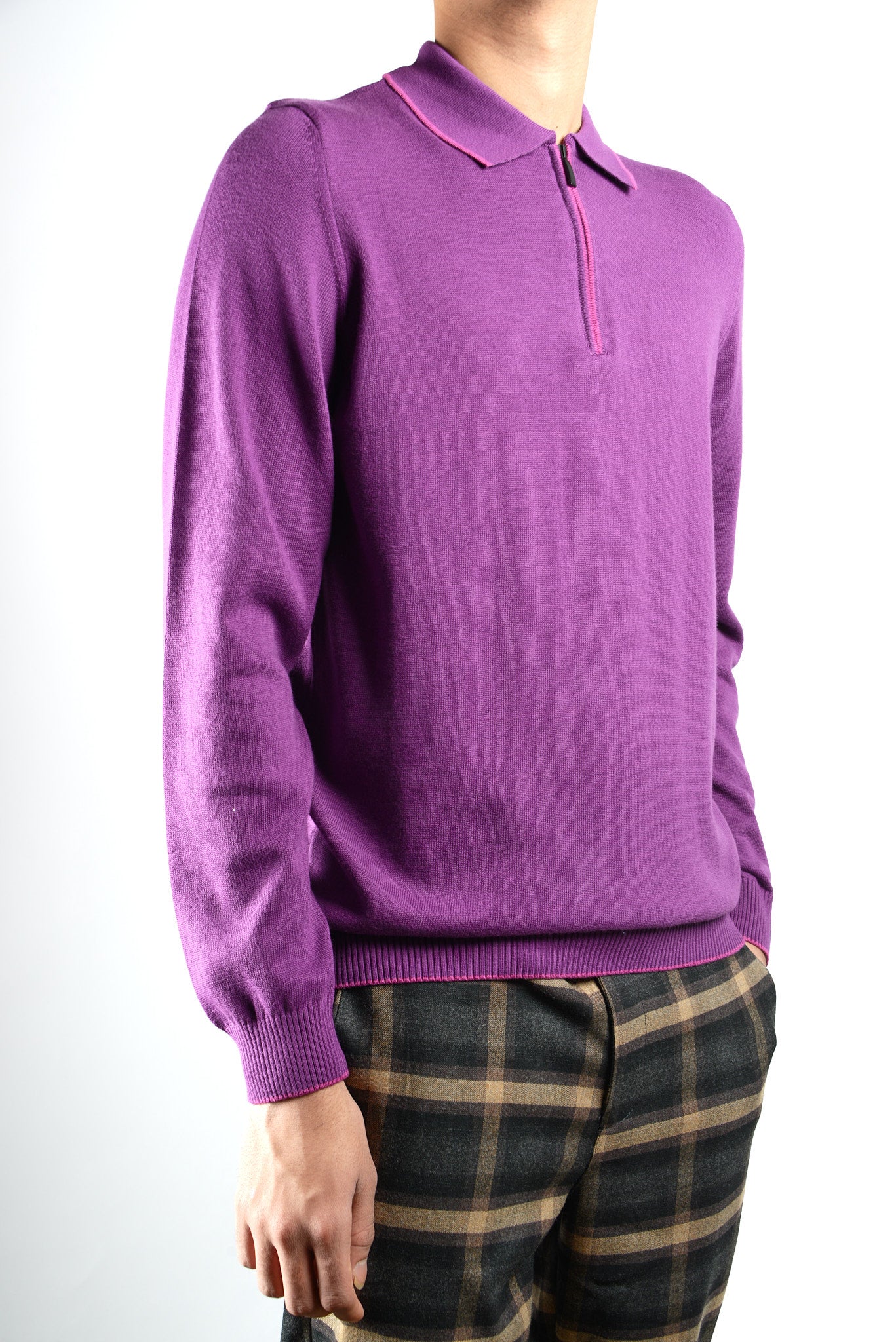 DT Tipped 1/4 Zip Polo Ls