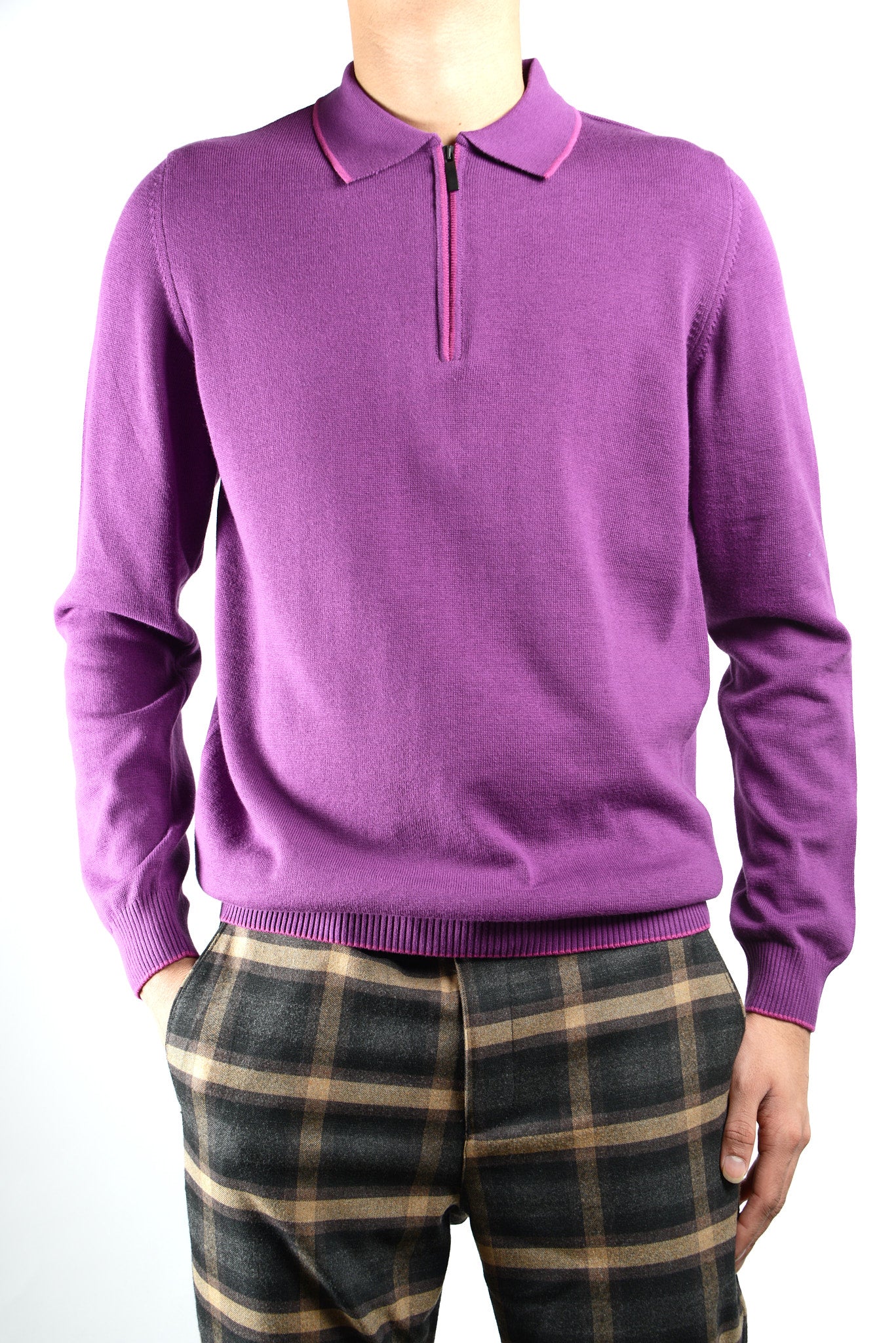 DT Tipped 1/4 Zip Polo Ls