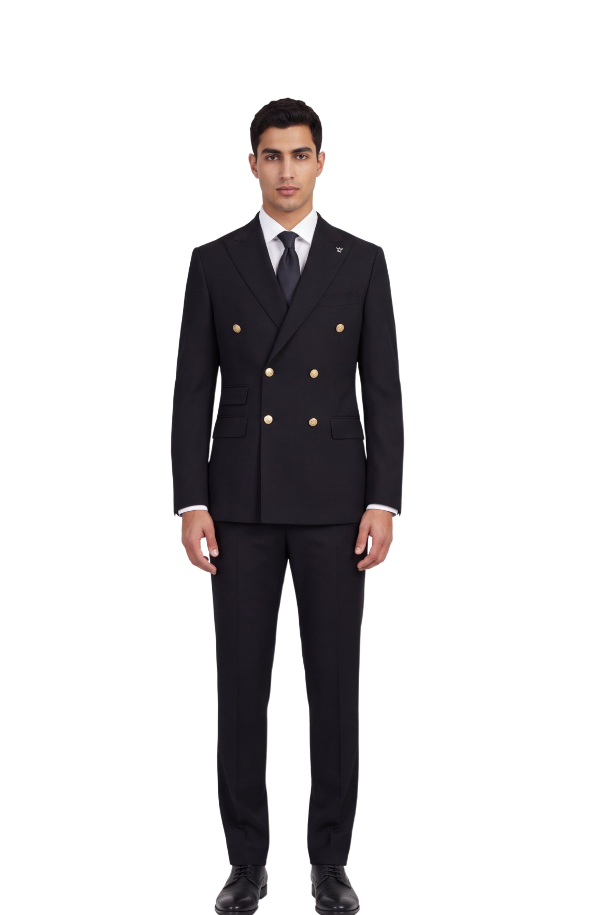 [GB-ATLAS BLACK] ATLAS DB GOLD BUTTON STRETCH BLAZER