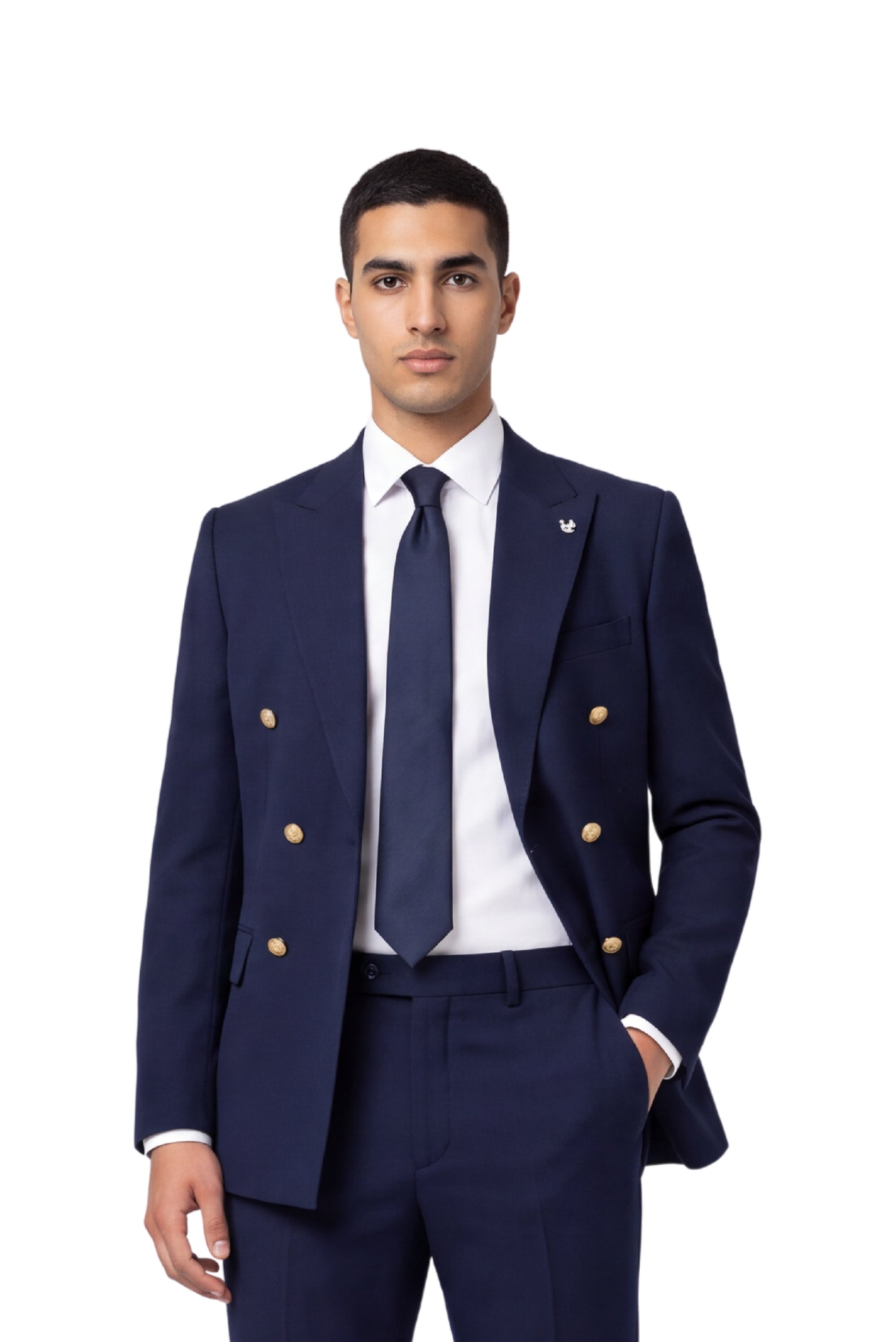 [GB-ATLAS NAVY192] ATLAS DB GOLD BUTTON STRETCH BLAZER
