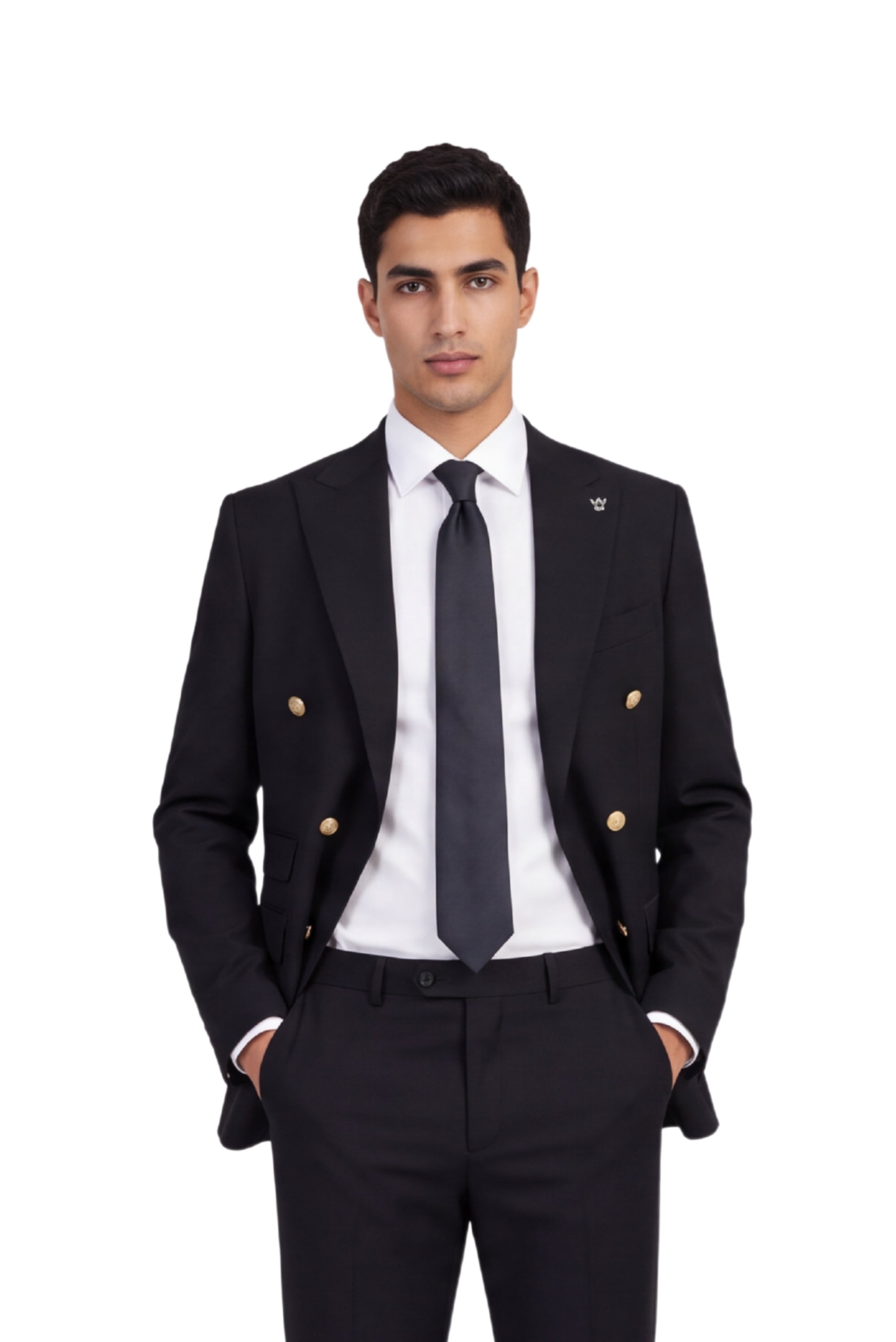 [GB-ATLAS BLACK] ATLAS DB GOLD BUTTON STRETCH BLAZER