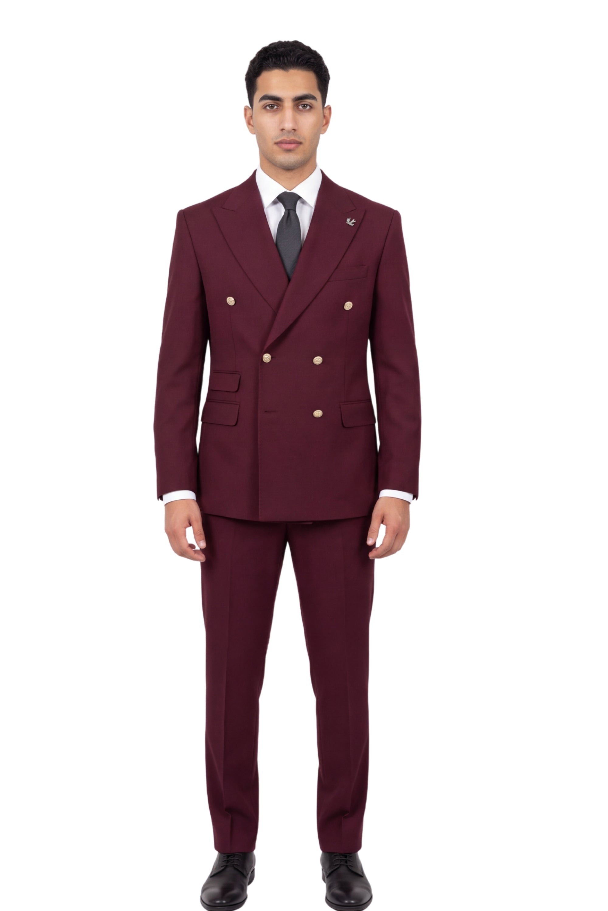 [GB-ATLAS BURG1496] ATLAS DB GOLD BUTTON STRETCH BLAZER