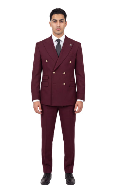 [GB-ATLAS BURG1496] ATLAS DB GOLD BUTTON STRETCH BLAZER
