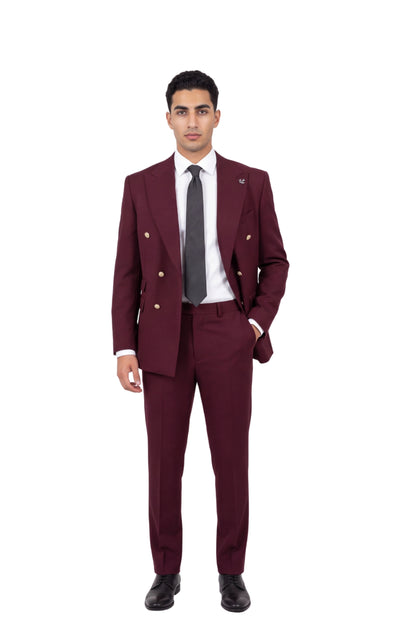 [GB-ATLAS BURG1496] ATLAS DB GOLD BUTTON STRETCH BLAZER