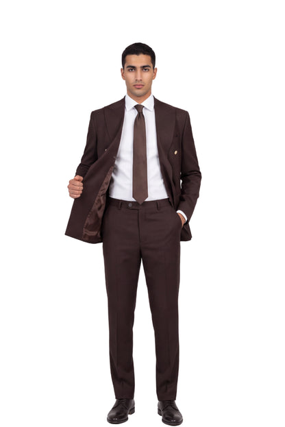 [GB-ATLAS BROWN1231] ATLAS DB GOLD BUTTON STRETCH BLAZER