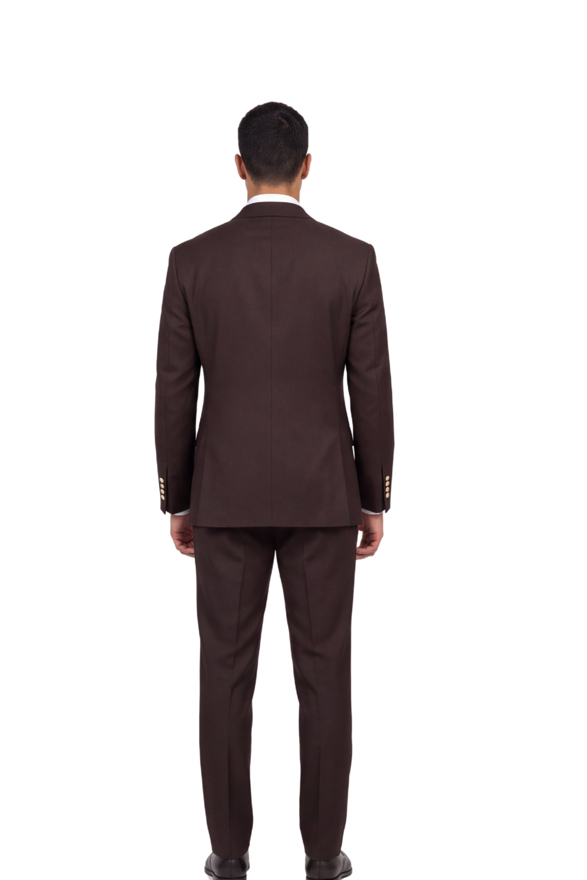 [GB-ATLAS BROWN1231] ATLAS DB GOLD BUTTON STRETCH BLAZER