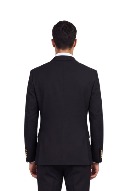 [GB-ATLAS BLACK] ATLAS DB GOLD BUTTON STRETCH BLAZER