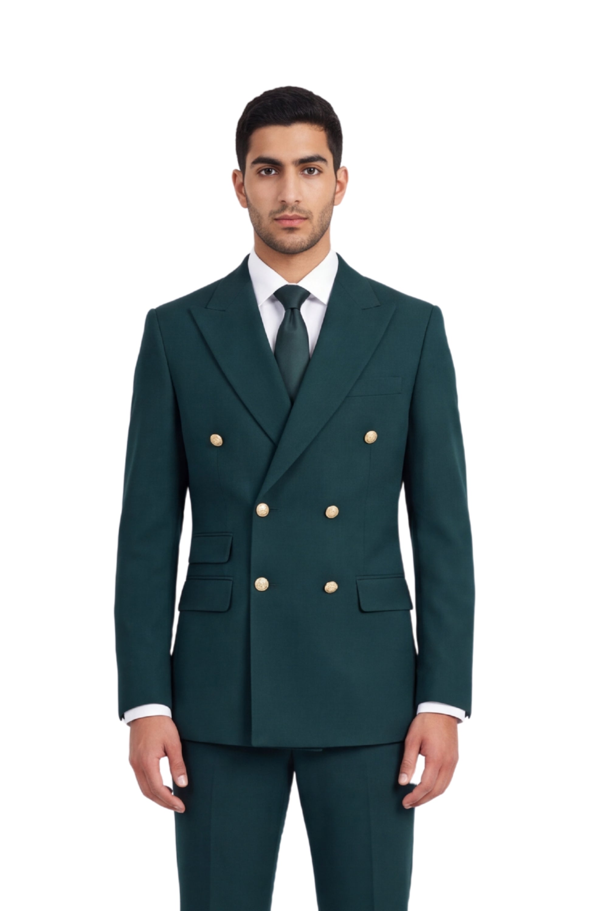 [GB-ATLAS GREEN1612] ATLAS DB GOLD BUTTON STRETCH BLAZER