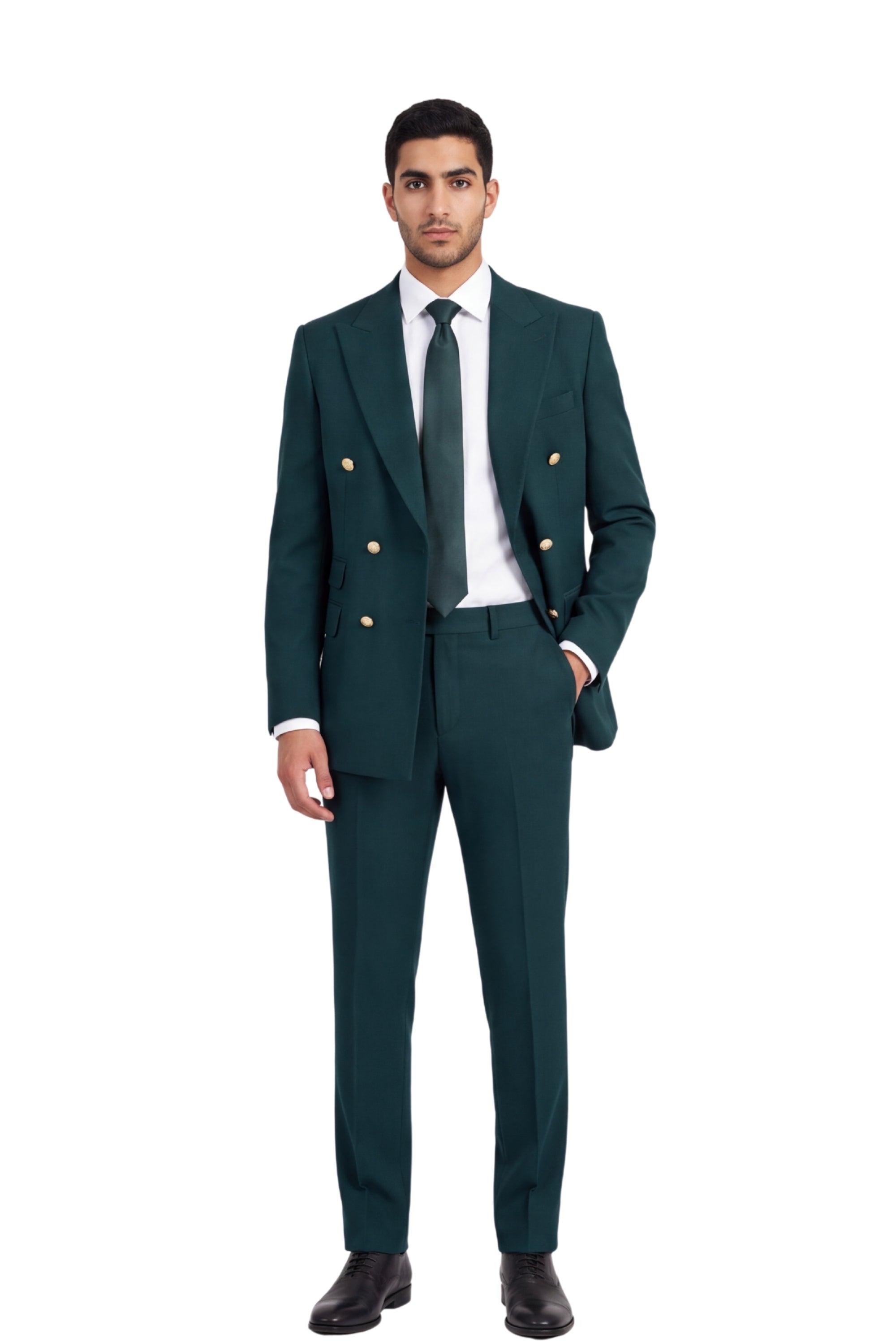 [GB-ATLAS GREEN1612] ATLAS DB GOLD BUTTON STRETCH BLAZER