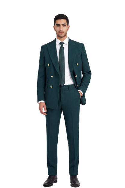 [GB-ATLAS GREEN1612] ATLAS DB GOLD BUTTON STRETCH BLAZER