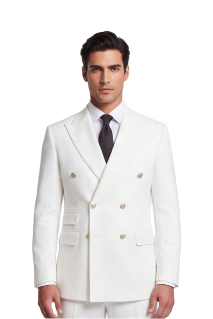 [GB-ATLAS ECRU] ATLAS DB GOLD BUTTON STRETCH BLAZER
