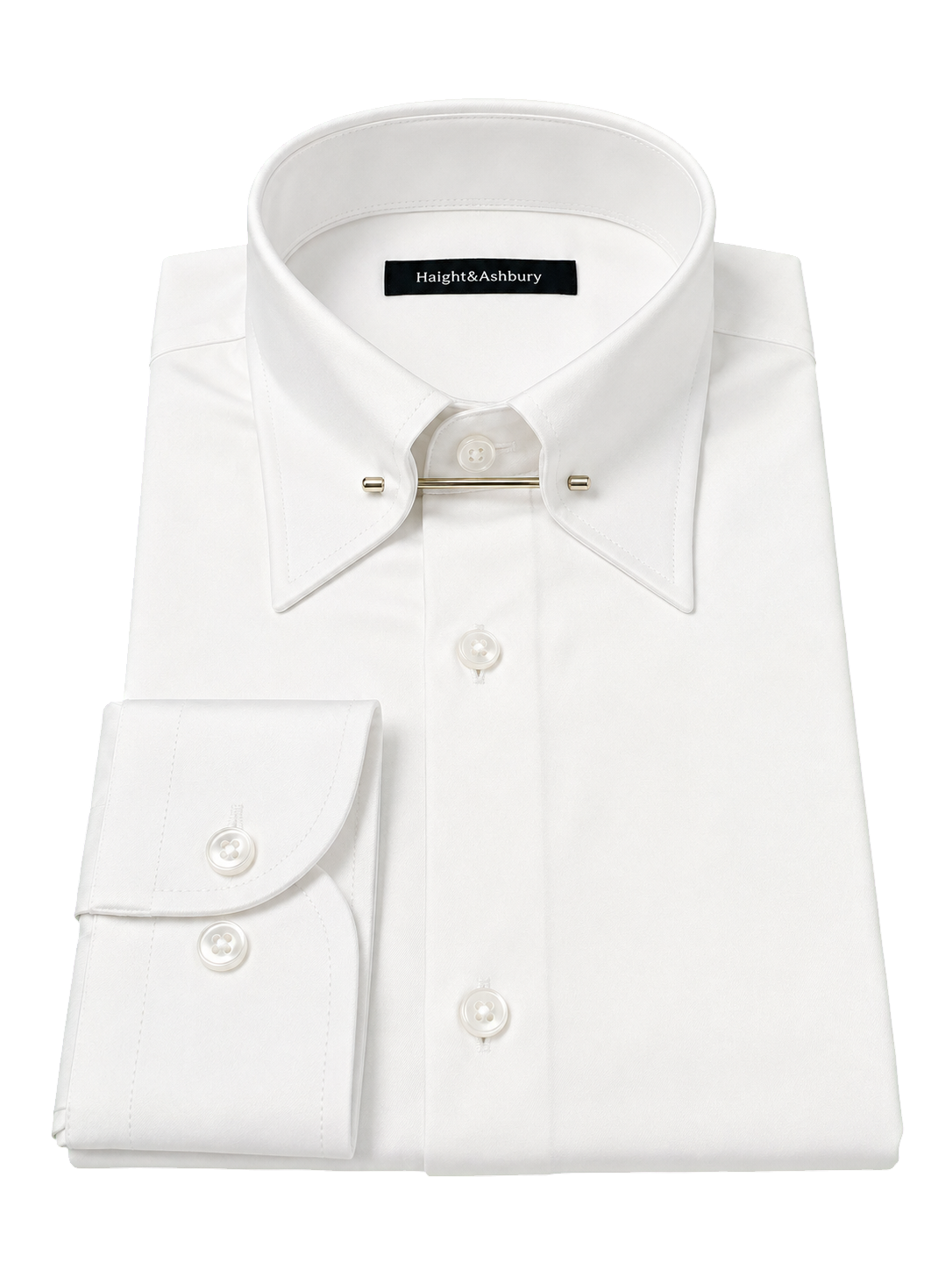 [41751-BEYAZ] PIN COLLAR SATIN SHIRT