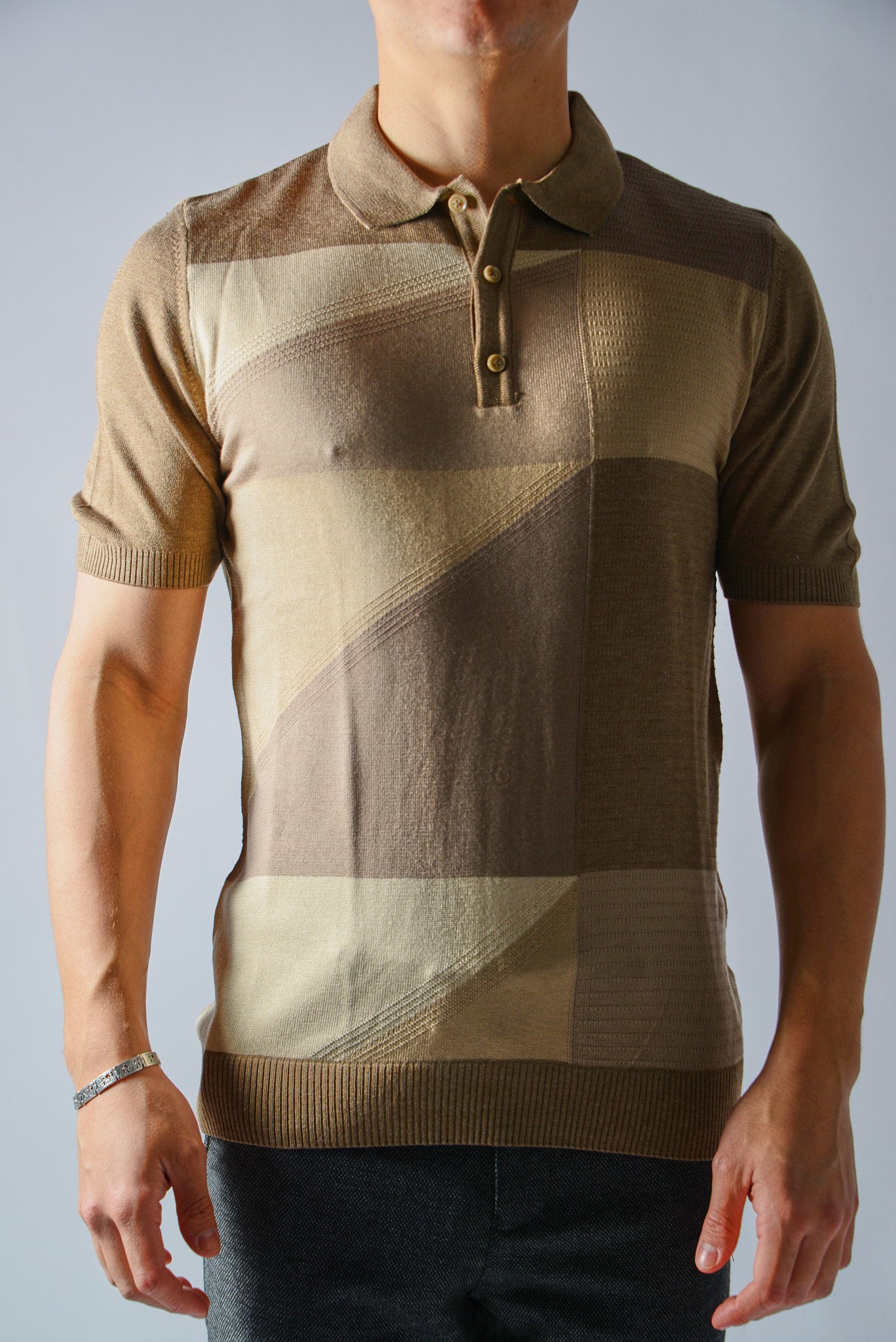 GEOMETRIC SQUARE KNIT POLO