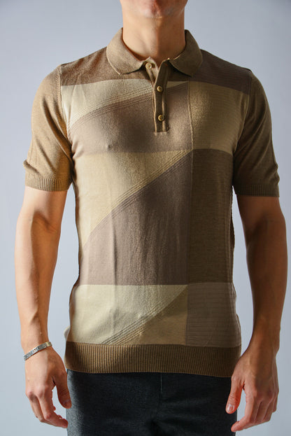 GEOMETRIC SQUARE KNIT POLO