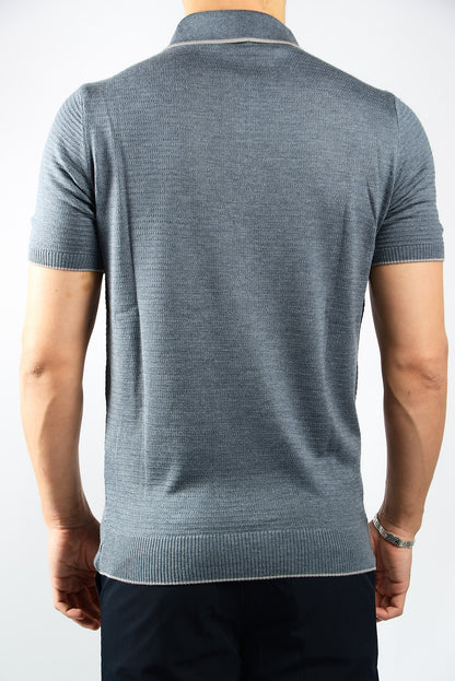 TIPPED COLLAR KNIT ZIP POLO